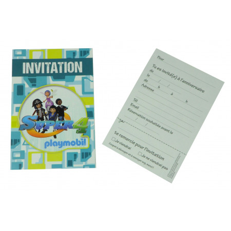6 Invitations Playmobil Super 4 6 Invitations Playmobil Super 4
