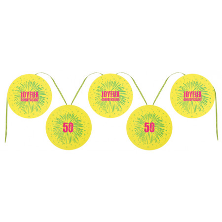 Banderole Joyeux Anniversaire Jaune 50 Ans Deco Anniversaire