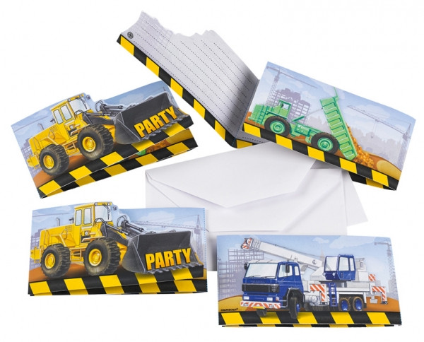8 Cartes D Invitation Camions De Chantier