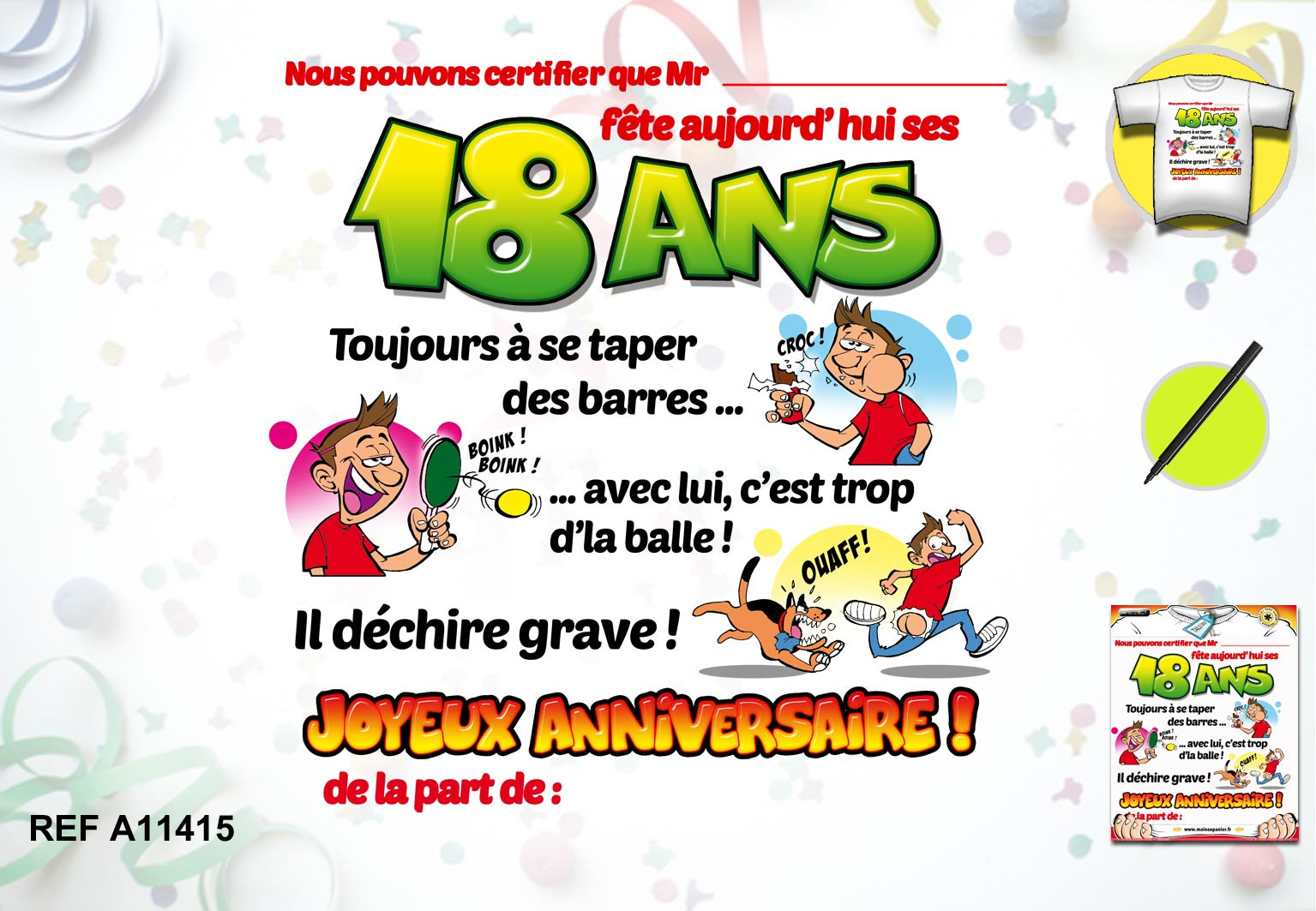 T Shirt Anniversaire Homme 18 Ans Certificat Et Stylo A Prix Choc T Shirt Anniversaire Homme 18 Ans Certificat Et Stylo A Prix Choc
