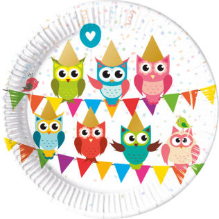 8 Assiettes Anniversaire Hibou