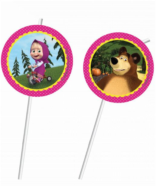 Lot 6 Pailles Anniversaire Masha Et Michka Lot 6 Pailles Anniversaire Masha Et Michka
