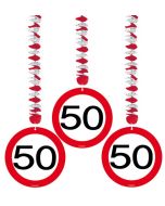 Lot de 3 suspensions d'anniversaire - 50 ans