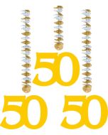 Lot de 3 suspensions d'anniversaire Or - 50 ans