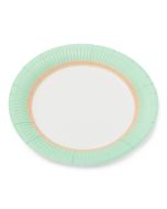 12 assiettes vertes et blanches - 23 cm