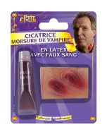 Cicatrice en latex morsure de vampire avec sang - 3 ml