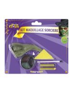 Kit maquillage sorcière - nez + palette + éponge + 2 crayons + pinceau