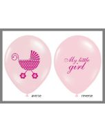 Lot de 6 Ballons roses -"My little girl"