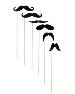 6 moustaches sur bâton - noires