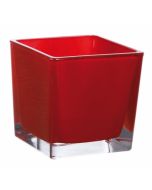 Vase cube rouge – 8 cm