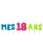 Bougies lettres sur piques "Mes 18 ans"