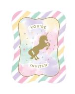 8 x Invitation Licorne Rainbow