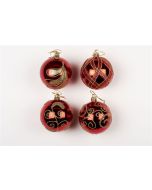 Boule de Noël pailletée de 7 cm - Rouge