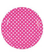 10 assiettes pois fuchsia