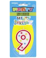 Décor "Happy Birthday" et bougie 9