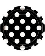 8 Assiettes noires à pois blancs