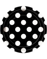 8 Assiettes noires à pois blancs