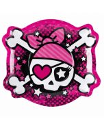 6 assiettes Pink Pirate tête de mort