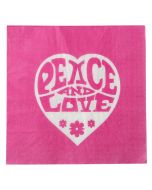 Serviettes Peace and Love - fuchsia - x20