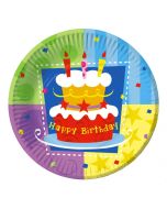 6 Assiettes Happy Birthday gâteau