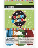 8 ballons Birthday Stripes