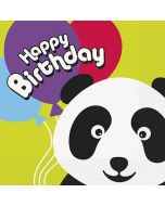 16 serviettes panda happy birthday
