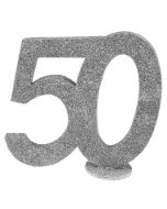 Décoration chiffre anniversaire 50 ans - argent