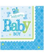 16 Serviettes Baby Shower garçon - 33 cm x 33 cm