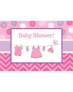 8 Invitations + enveloppes Baby Shower fille 