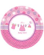 8 Assiettes Baby Shower fille 17,7 cm