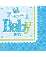 16 Serviette Baby Shower garçon 25 x 25