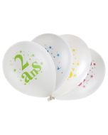 8 Ballons Joyeux anniversaire 2 ans multicolores 