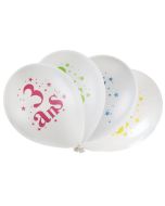 8 Ballons Joyeux anniversaire 3 ans multicolores