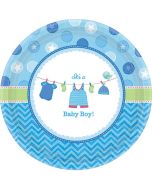 8 Assiettes Baby Shower garçon - 17,7 cm