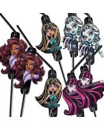 8 pailles Monster High, de 24 cm, en plastique