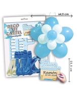 Rosace ballons communion - bleu et blanc