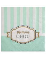 20 serviettes baby shower monsieur chou