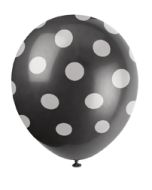 6 ballons à pois noirs