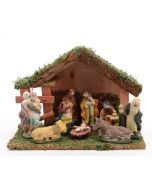 Crèche avec 9 figurines en porcelaine