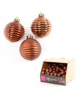 Set de 3 boules striées 6 cm - caramel