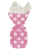 20 sacs à cadeau avec attaches - pois rose