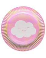 x8 Petites Assiettes Rose Irisdescente Nuage