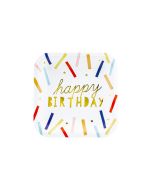 Assiettes anniversaire - blanche et multicolore