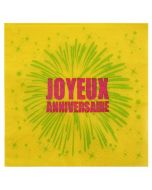 Serviettes de table « Joyeux Anniversaire » coloris jaune x 10