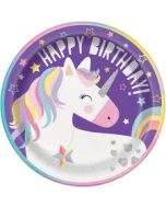 assiettes happy birthday licorne