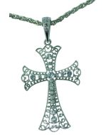 Collier croix métal avec fausses pierres précieuses