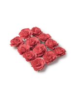 12 Roses papier sur tige rouges