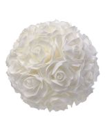 Boule de roses en mousse - blanche