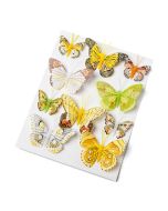 10 Papillons dégradé jaune tailles assorties