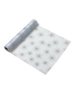 Rouleau organza blanc éclats paillettes argent - 30cm x 5m